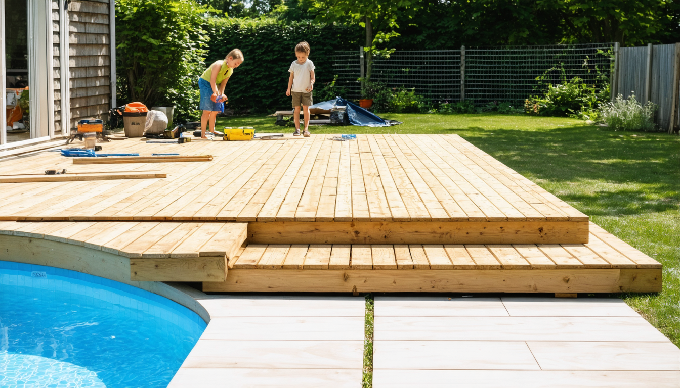 découvrez comment aménager une terrasse en bois autour de votre piscine pour moins de 2000€ grâce à nos astuces et conseils pratiques pour un espace convivial et élégant.