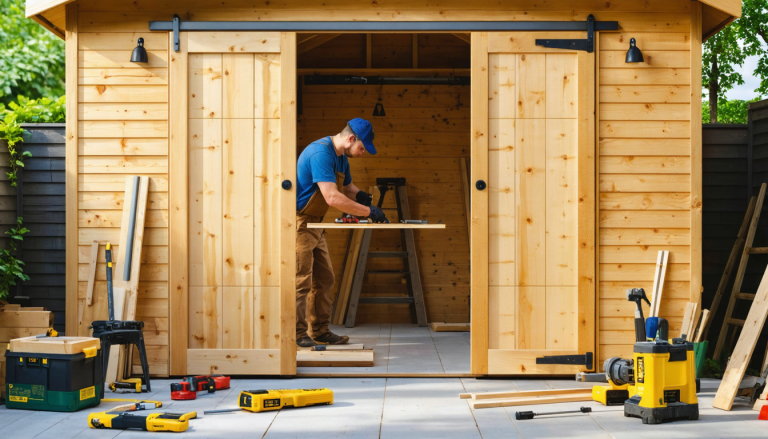apprenez à fabriquer une porte en bois à double battant pour votre abri de jardin grâce à notre guide complet, simple et pratique. transformez votre espace extérieur avec une porte robuste et élégante.