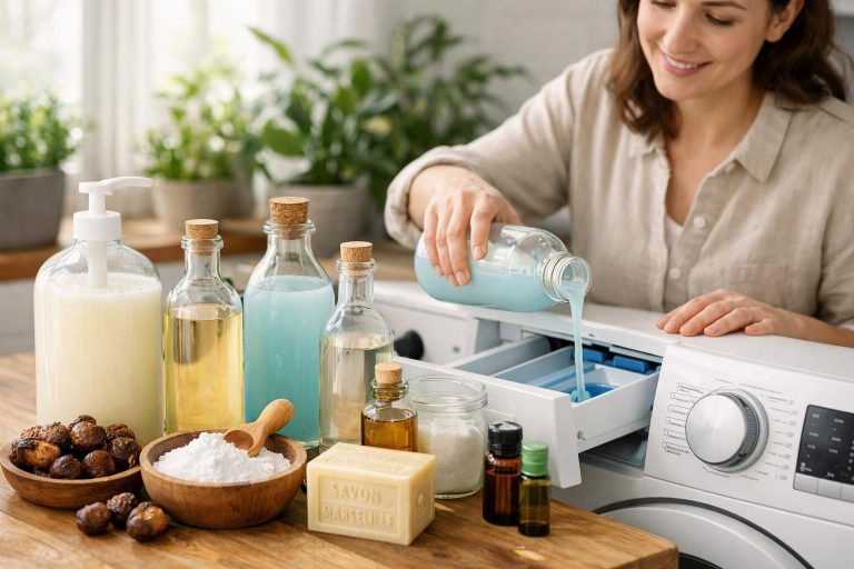 découvrez 4 recettes simples et économiques pour faire votre lessive liquide maison, respectueuse de l'environnement et de votre budget.