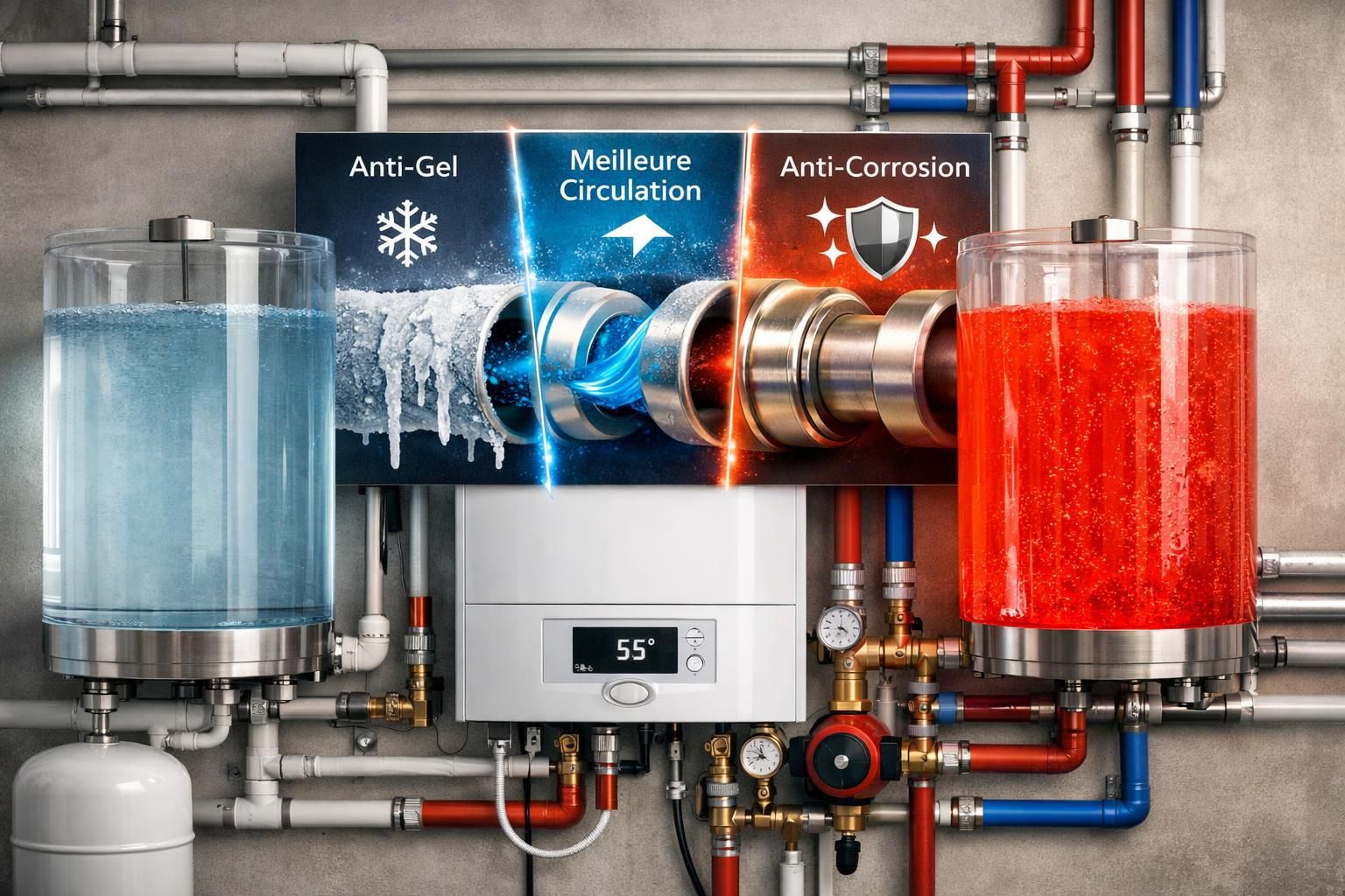 découvrez pourquoi il est recommandé de remplacer l'eau d'un chauffage central par un fluide caloporteur, afin d'améliorer l'efficacité thermique et protéger votre installation contre le gel et la corrosion.